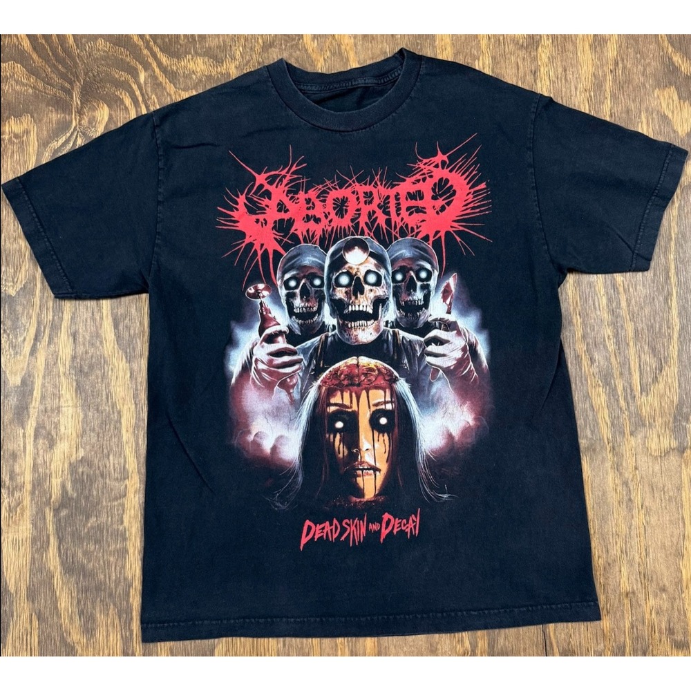 Aborted Dead Skin And Decay T Shirt Adult Large Black Double Sided Death Metal